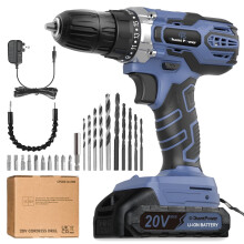 C P CHANTPOWER Cordless Power Drill, 20V Electric Drill Driver Set with Battery and Charger, 2 Variable Speed, 10mm Keyless Chuck, 19 Position and 22