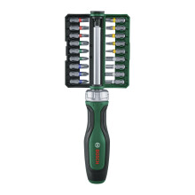 Bosch Bit Ratchet Screwdriver Set 19-Piece (High-Torque Bit Screwdriver; Max Torque 36 Nm; 36-Tooth Gear; Magnetic Bit Holder; Ergonomic Softgrip; 18