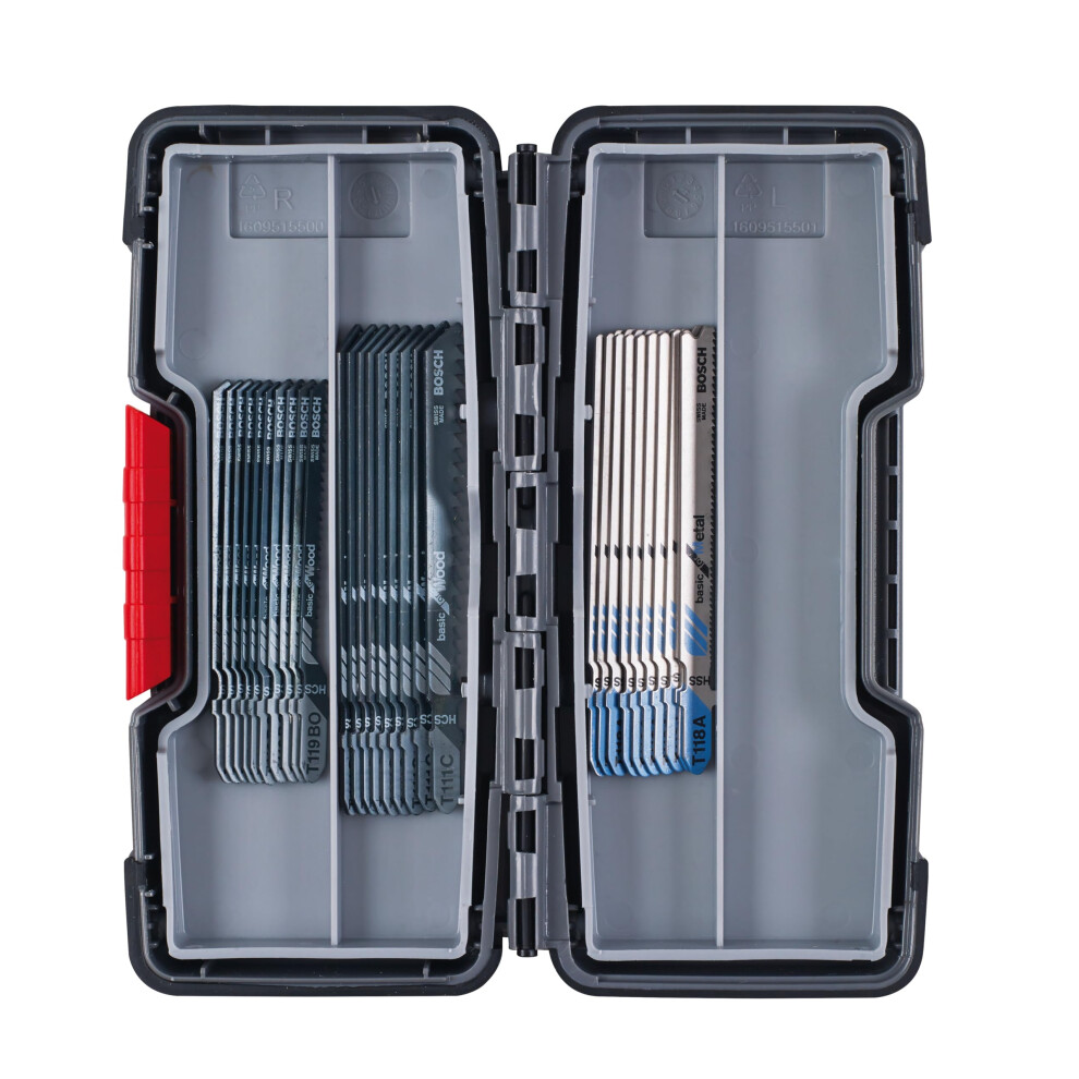 Bosch Professional 2607010903 30-Piece Basic For Wood And Metal Jigsaw Blade Set (Accessories For Jigsaws), Black/Silver
