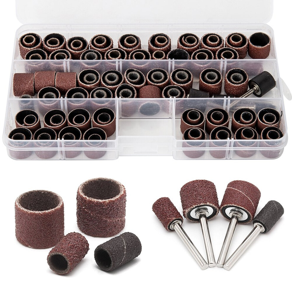 104Pcs Sanding Band Drum Sleeve 60 120 320 Grit 1/4" 1/2" Nail Drill Sander With 4 Drum Mandrel For Dremel Rotary Tool 5004854850434