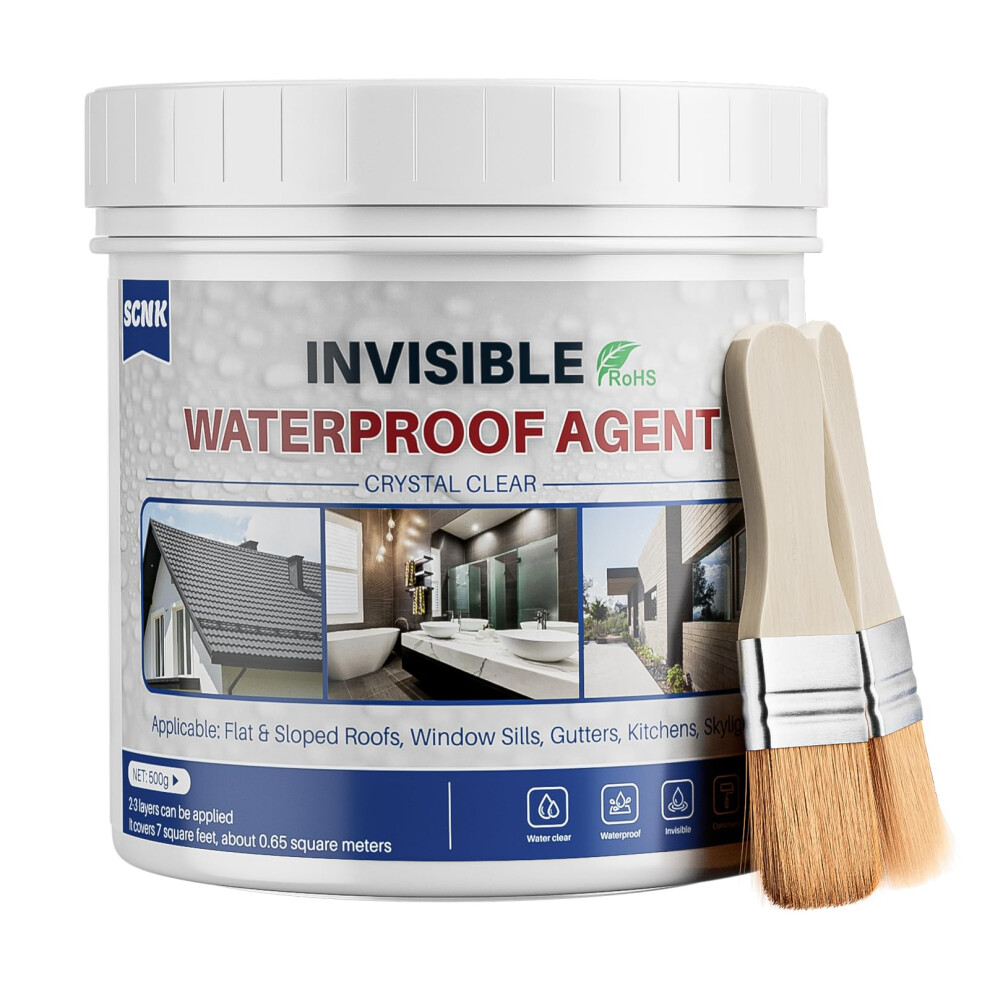 Scnk 500G Transparent Waterproof Coating, Water Based Clear Liquid Water Proof Sealant Repair Leaks, Invisible Waterproof Agent For Indoor And Outdoo 5007452012662