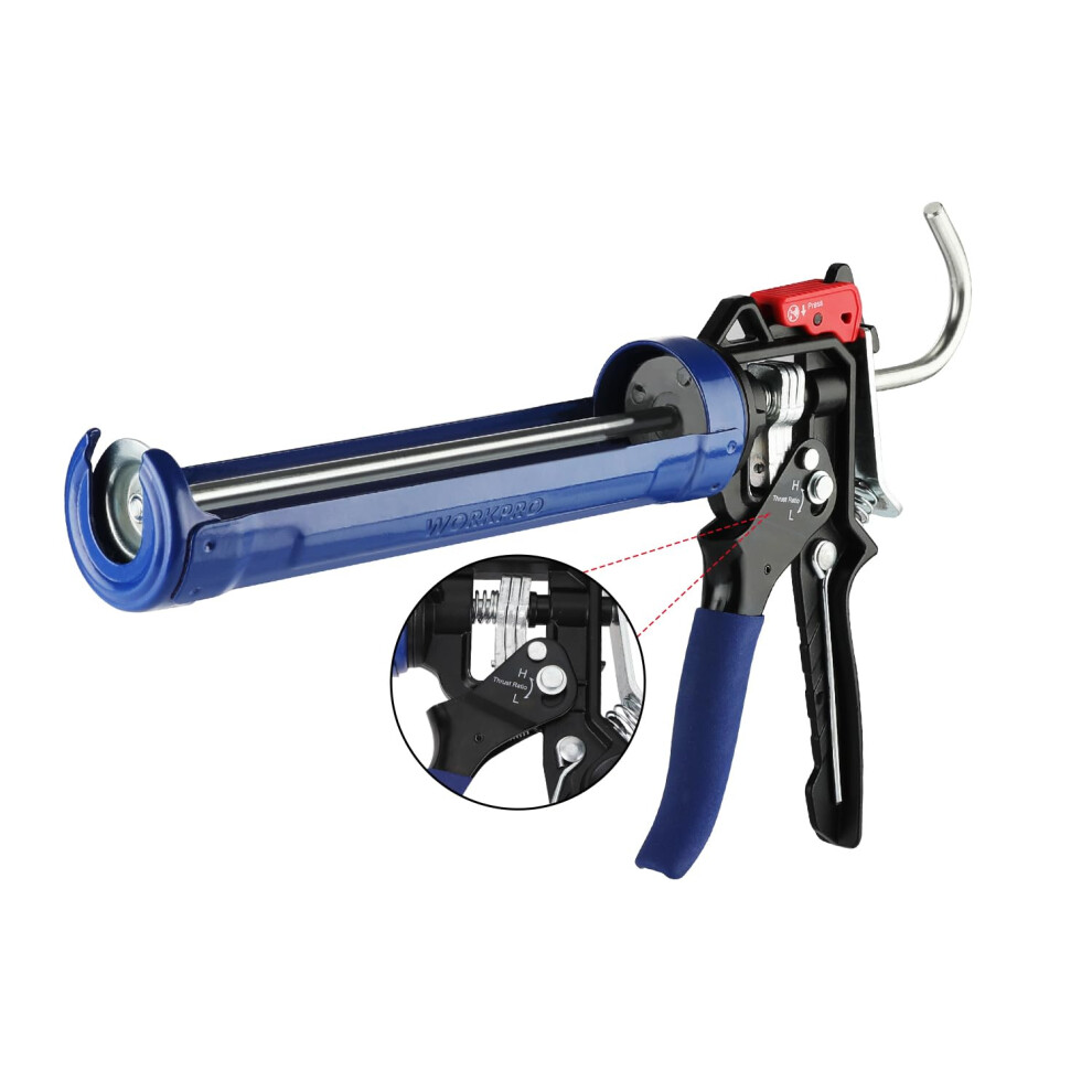 Workpro Sealant Caulking Gun, 9:1 & 18:1 Adjustable Thrust Ratio, For Applying 290-310 Ml Cartridge Caulks, Sealants, Silicones, Adhesives 5007889166006