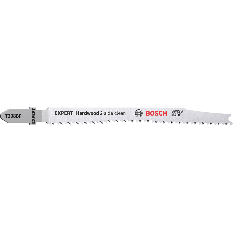 Bosch Professional 3X Expert ‘Hardwood 2-Side Clean’ T 308 Bf Jigsaw Blade (For Plastic Coated Boards, Multiplex Board, Length 117 Mm, Accessories