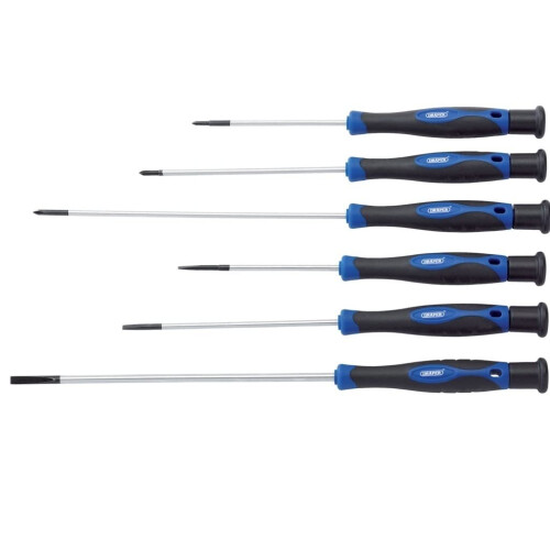 Draper Draper Extra Long Precision Screwdriver Set (6 Piece) | Professional Hand Tools | Chrome Vanadium Tips | Soft Grip Handle | 28119
