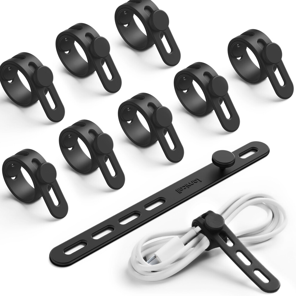 Lamicall 10Pack Silicone Cable Ties, Cord Organizer Wrap - [Reusable & Washable] Wire Ties Management With Lock Buckle, Elastic Adjustable Charger Ca 5009189430313