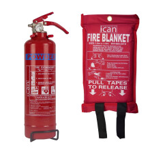 Home Safety 1kg Dry Powder Fire Extinguisher and 1.2M x 1.2M Soft Case Fire Blanket