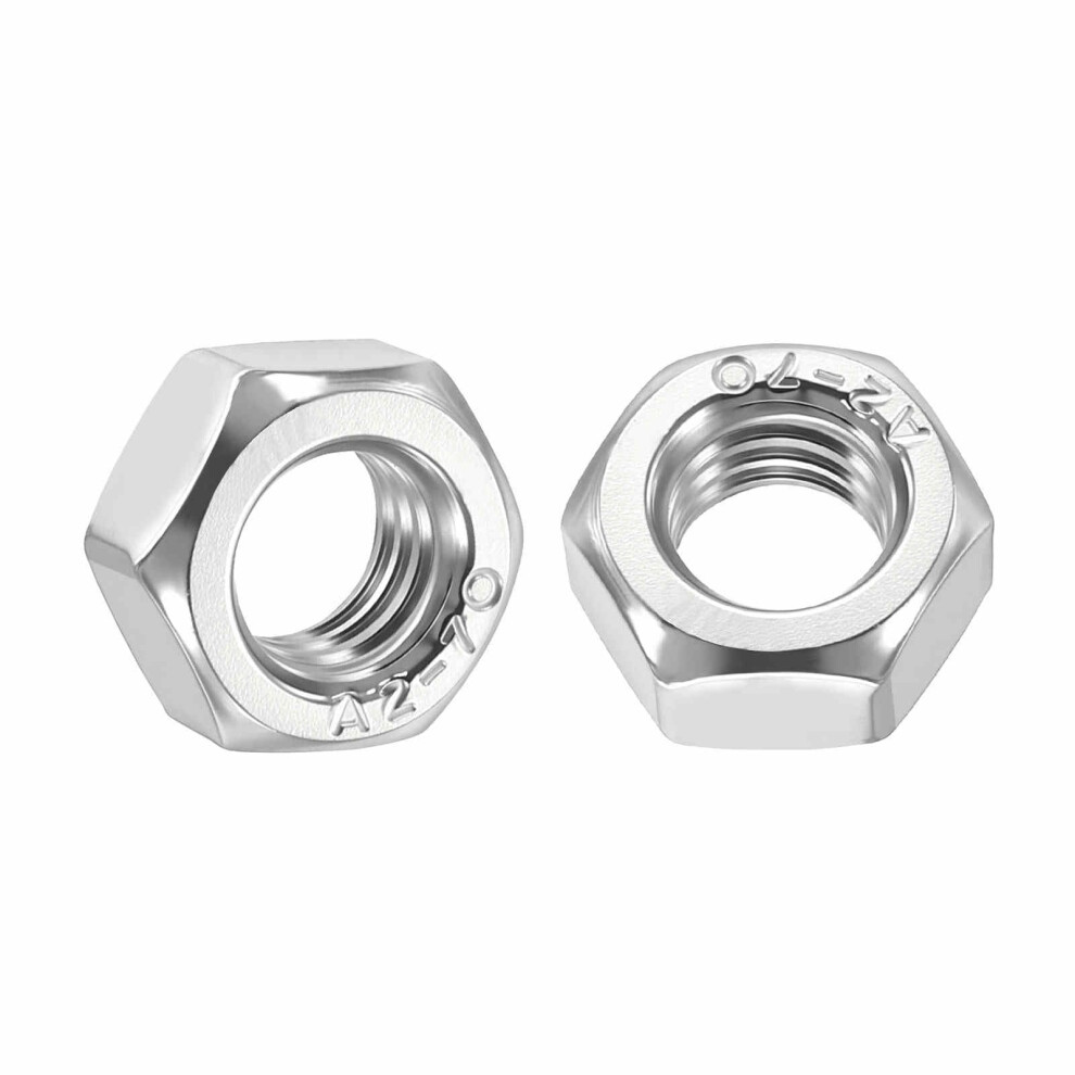 Kozelo 50Pcs Hex Nuts - [M8-1.25] 304 Stainless Steel 18-8 (A2-70) Hardware Nuts For Mechanical Repair & Assembly, Standard Metric Coarse Thread Nut, 5004240108330