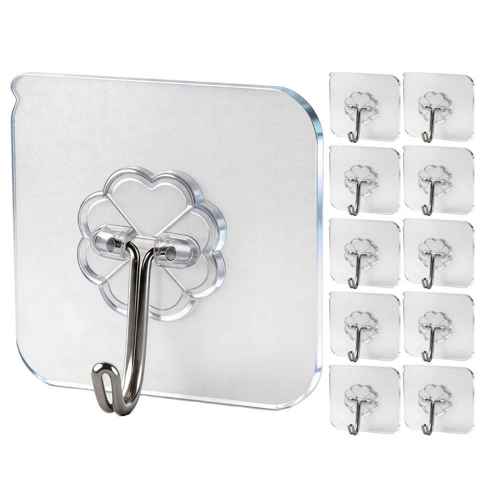 Wovu Wall Hooks 15Kg(Max) Transparent Seamless Hooks For Hanging,Waterproof Oilproof Bathroom Kitchen Heavy Duty Adhesive Hooks,Coat Hooks, Utility T 5006581607831