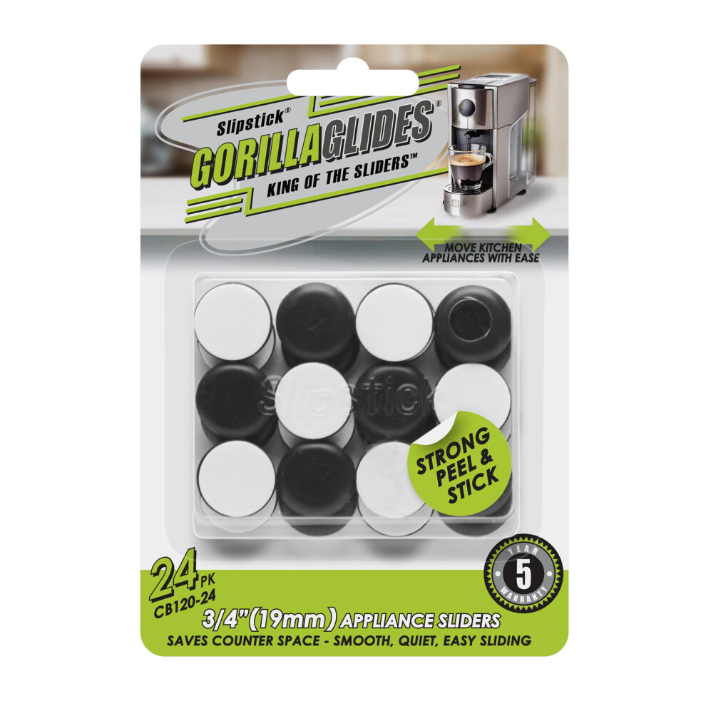 Slipstick Gorillaglides Kitchen Appliance Sliders (24 X 19Mm Round Glides) Self Adhesive Countertop Appliance Sliders Provide Easy Sliding And Saves 5005966070475