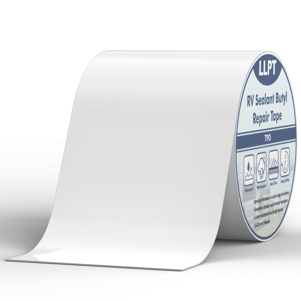 Llpt Butyl Tape/Roof Sealant | 152 Mm X 15 M | White | Uv Stable Rv Sealant Repair Tape | Extreme Durable Waterproof Airtight | For Window Rv Repair 5001336060725