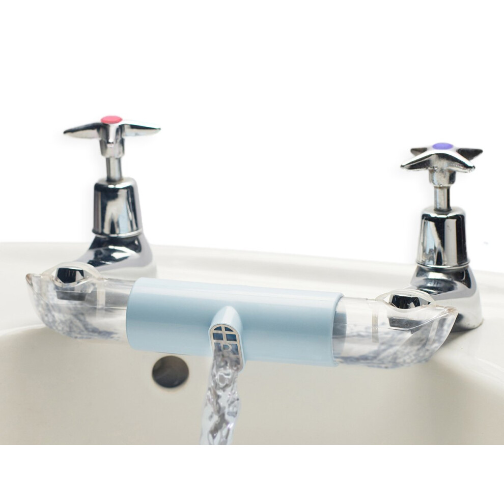 Adaptor For Sinks With Separate Taps, For Mixing Hot And Cold Water In Kitchen & Bathroom. This Connector Helps Save Water (Blue) 5004754488904