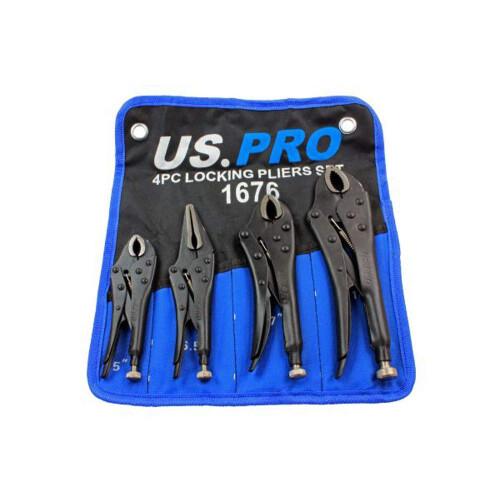 us pro US PRO 4pc Locking Pliers Set 5" 6.5" 7" 10" Mole Vice Clamp 1676