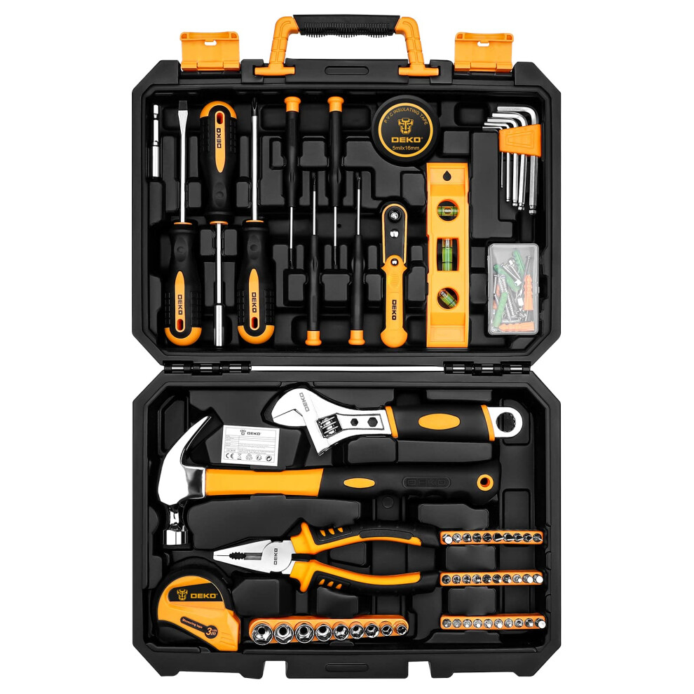Deko 100 Piece Home Repair Tool Set,General Household Hand Tool Kit With Plastic Tool Box Storage 5001081512685