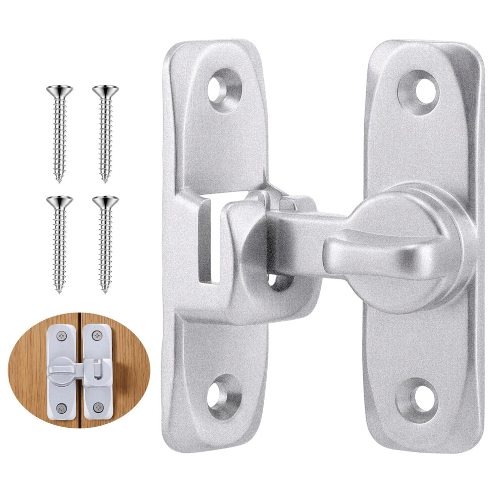 Gyfent 1Pack Door Latch, 90/180 Degree Door Closer Aluminum Alloy Gate Latch Right Angle Gate Lock Hardware For Sliding Barn Bedroom Bathroom Window 5009749220392
