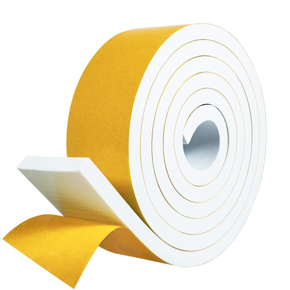 Fowong Self Adhesive Weatherstripping 50Mm Wide X 10Mm Thick X 2M Long White Colour Closed Cell Foam Tape Home Window Door Draught Excluder 5004088312425