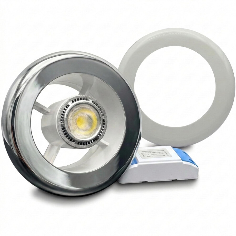 Photos - Chimney AirTech- UK Air Vent with LED Light and Transformer 4 inches 3W with Chrome & White Grille Fits 100mm /4 inch Ducting Bathro