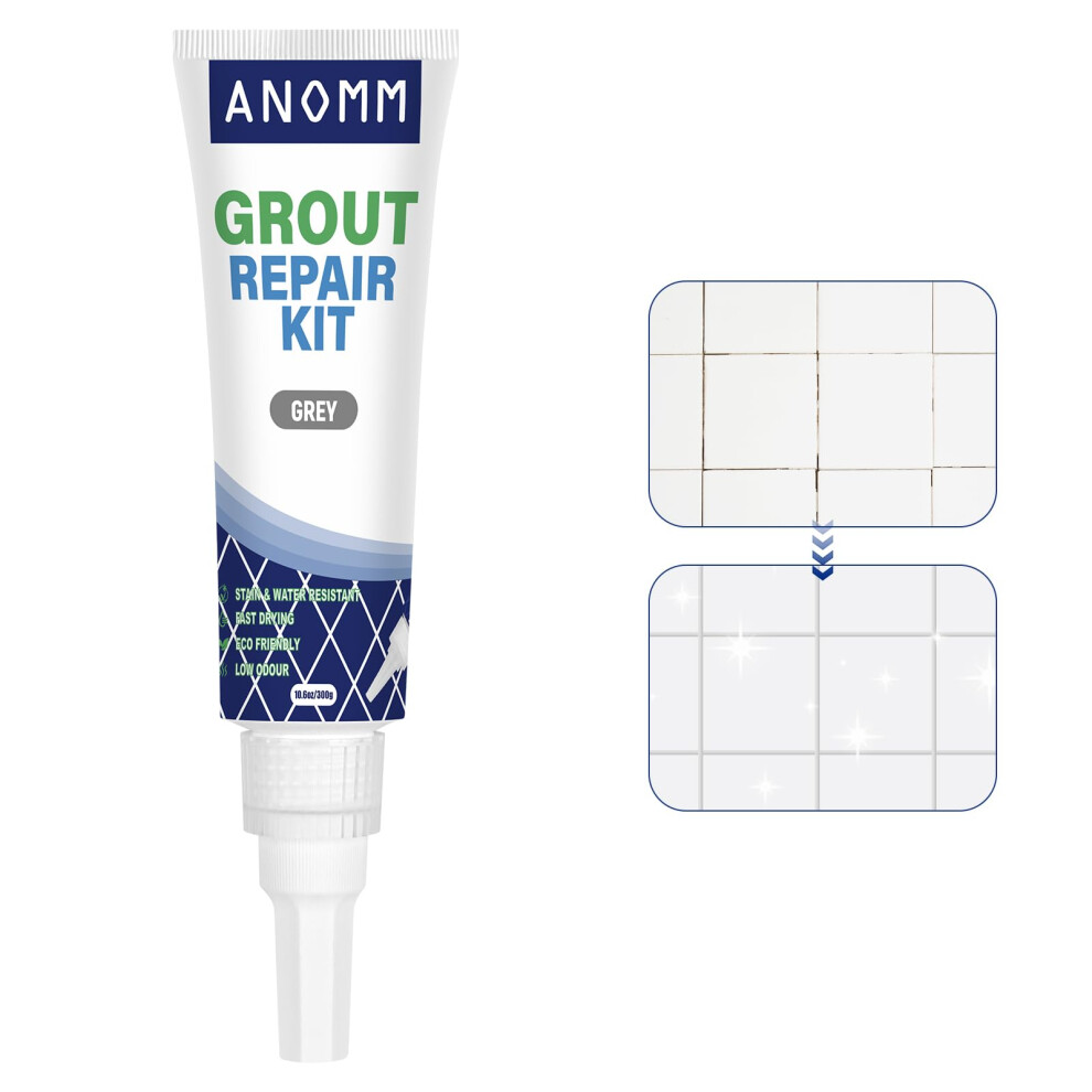 Anomm Tile Grout Repair Kit, 300Ml White Grout Reviver For Tiles, Fast Drying Filler For Restore & Renew Tile Joints, Grout Sealer For Kitchen, Bathr 5008302445975