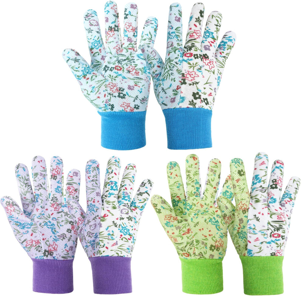 Ainiv Floral Gardening Gloves For Women/Ladies, 3 Pairs Non-Slip Garden Work Gloves, Breathable Yard Work Glove Light Working Gloves For Farm, Yard, 5009134101480