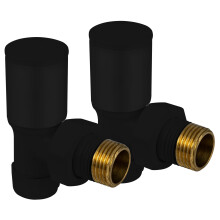 VANCOCO 2Pcs 1/2"15mm Matte Black Angled Radiator Valves Round, Manual Radiator Valves Pair Standard Connection for Heated Towel Rail and Central He