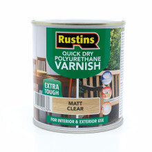 RustinsQuick Dry Poly Varnish Matt Clear 5ltr -Tough, Water-Based Clear Finish in Gloss, Matt or Satin; Durable Protection for Interior Wood, Furnitu