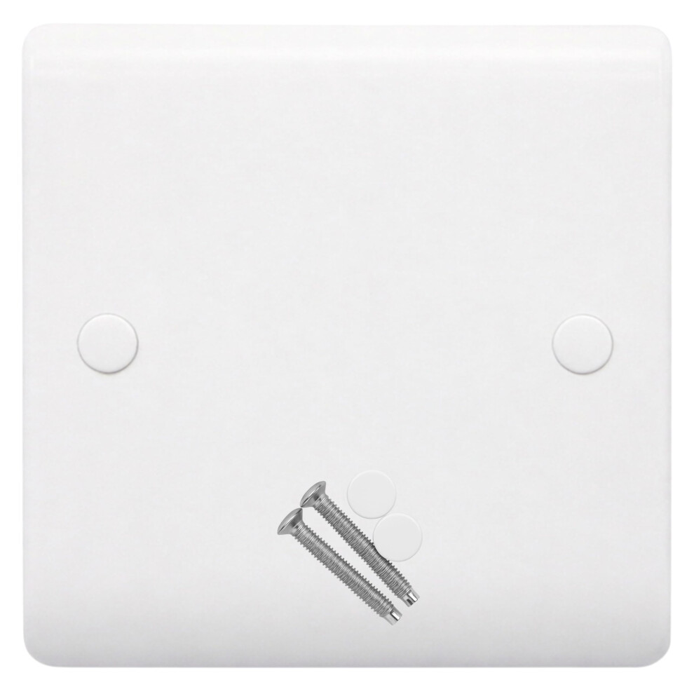 Photos - Other Electrical Equipment White 1 Gang Curved Edge Blanking Plate Cover for Electrical Sockets â Single Socket Cover with Screws & Caps, 86mm x 86mm