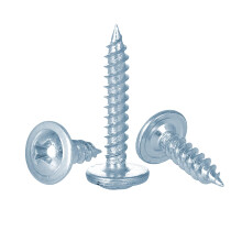 FandWay 100Pcs Wafer Head Self Tapping Screws,M4.2x25mm Wood Screws,Modified Truss Head Self Drilling Screw,Blue Zinc Coated Sheet Metal Screw for Al