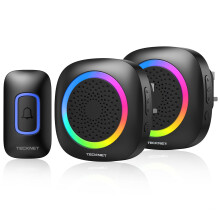 TECKNET Wireless Doorbell, Plug in Door Bells Wireless Cordless with 2 Receivers, IP66 Waterproof Wireless Door Chime Kit with RGB Light, 400M Wirele