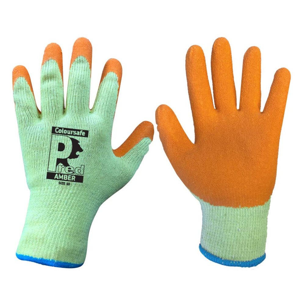 A406 24 Pair Latex Coated Orange Rubber Work Gloves Mens Safety Builders Gardening Scaffolding Mens Safety Gloves (Large/9) 5009310562739