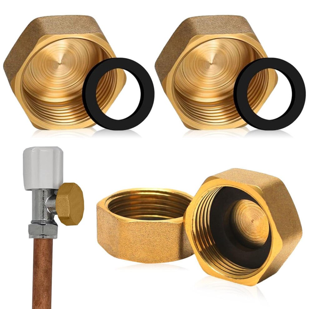 4 Pcs Brass End Cap, Internal Thread Spigot With Washers 1/2" Blanking Nut, Plumbing Fittings For Washing Machine Radiator Valve Faucets Tap, Central 5007880080707