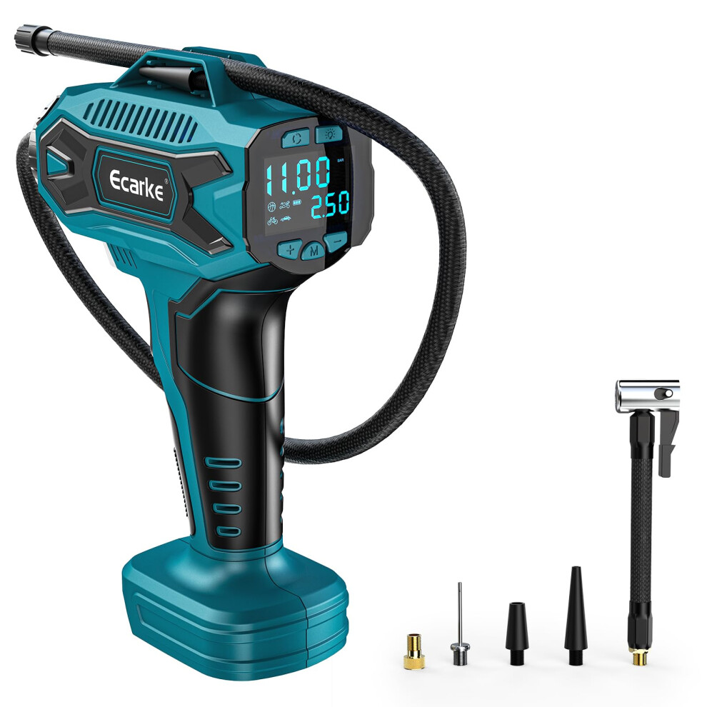 Ecarke Cordless Tyre Inflator: Air Compressor For Ma-Kita 18V Battery, Max 11Bar(160 Psi)- Portable Electric Air Pump With Digital Pressure Gauge For 5006372561724
