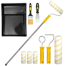 GreenWhim 12 PCS Paint Roller Set with Extension Pole, Large & Small Rollers and Tray – Effortless and Precise Painting for Walls, Ceilings, Doors a