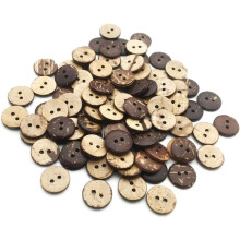 Wooden Buttons Set 100 Pieces Elegant 13 mm Various Patterns Natural — coconut buttons, set of 100 buttons, vintage buttons, 13 mm buttons
