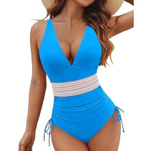 Traje de baño de una pieza para mujer modelador de barriga azul claro XXL — bañador reductor, traje baño piscina