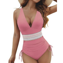 Damen Badeanzug Einteilig Bauchweg Effekt Push-up Rosa S — badeanzug damen, rosa badeanzug, push up badeanzug, bauch formend