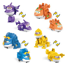 Super Wings 2" Transform-a-Bots 4-Pack, Supercharged Sally, Stego, Trico, Brachy, Flygplansleksaker