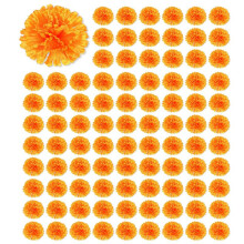 3.9Inch Marigold Flowers Artificial Day of the Dead Flower 500Pcs Fake Marigold Flowers for Marigold Garland Making