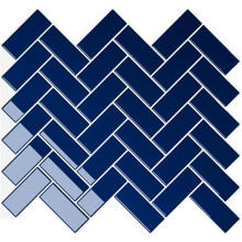 Autocollants Carrelage Adhésifs 3D Chevrons Bleus Cuisine et Salle de Bain, PVC Imperméable, 30.5x30.5cm, Lot de 24