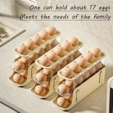 3 Tier Foldable Egg Holders,Rolling Egg Holder for Refrigerator,Automatic Rolling Egg Storage Tray,Egg Tray Grey