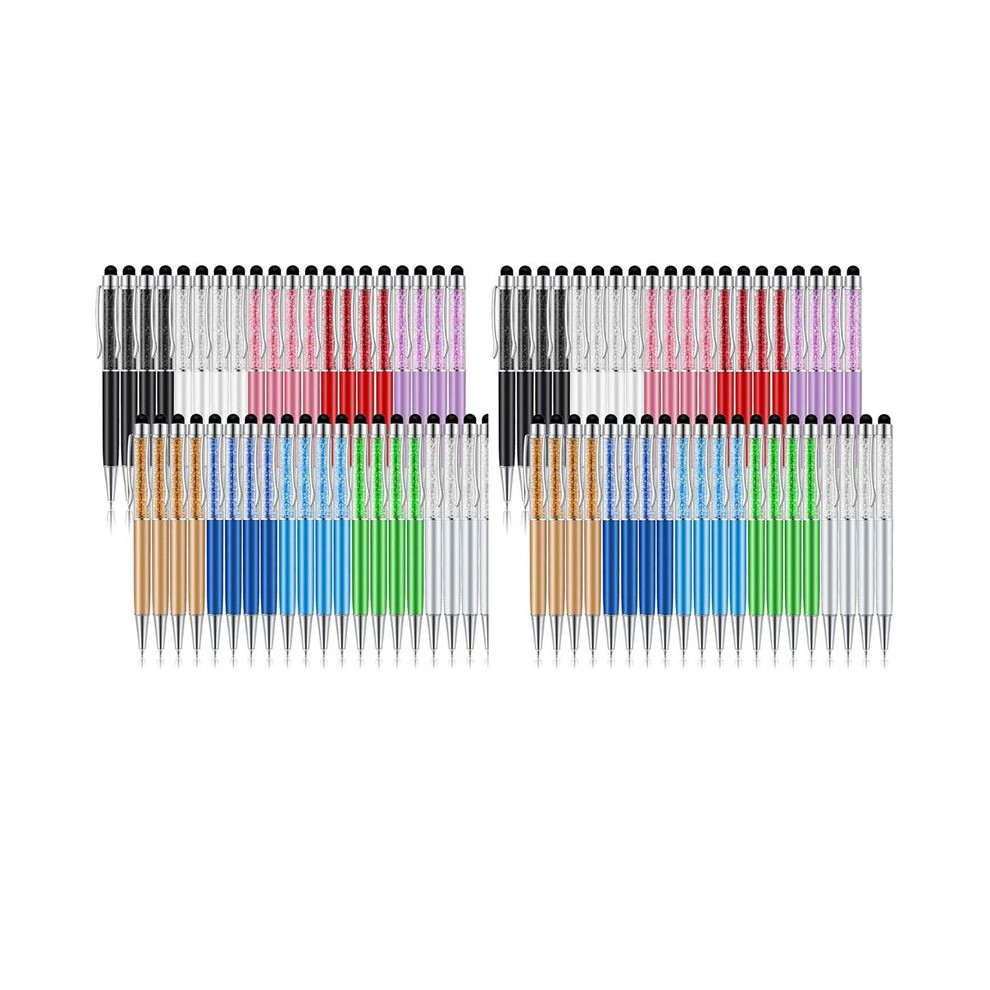 80Pcs Crystal Ballpoint Pen Bulk Shiny 2 In 1 Slim Crystal Diamond Screen Stylus Black Gel Ink Ballpoint Glitter Pen 6033639890494