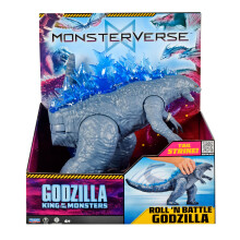 MonsterVerse Re di Mostri Godzilla Roll N Battle Gigante - Giocattolo 28 cm con Coda Attivata da Ruote