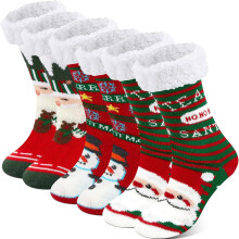 Festive Soft Non-Slip Red Socks Set of 3 Pairs — home socks, christmas socks, non slip socks, red socks, winter socks, 3 pairs socks