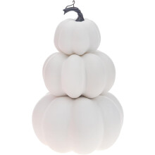 Tocchi di Zucca Artificiale Decorazione Torre su 3 Livelli Decorazione 29 cm Bianca — decorazioni autunnali