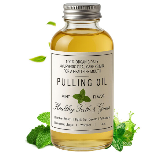Olio di Cocco e Menta Cocofresha per Pulizia 4 Oz, Olio per Denti e Gengive