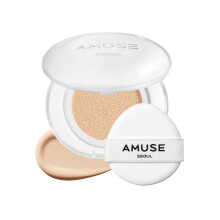 AMUSE SEOUL Cushion Foundation Cerámico (02 VANILLA), Cobertura Perfecta, Acabado Semi Mate, Larga Duración