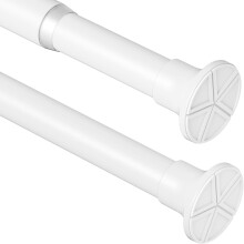 Asta telescopica a pressa per tende da doccia Bianco 110-165 cm — bastone senza fori, appendiabiti, gancio doccia