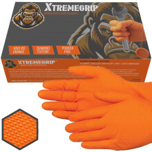 Xtremeauto Nitrile Gloves - Disposable Gloves, Diamond Grip Orange Gloves - Powder-free & Latex Free Nitrile Gloves, Extra Thick & Strong Rubber Glov
