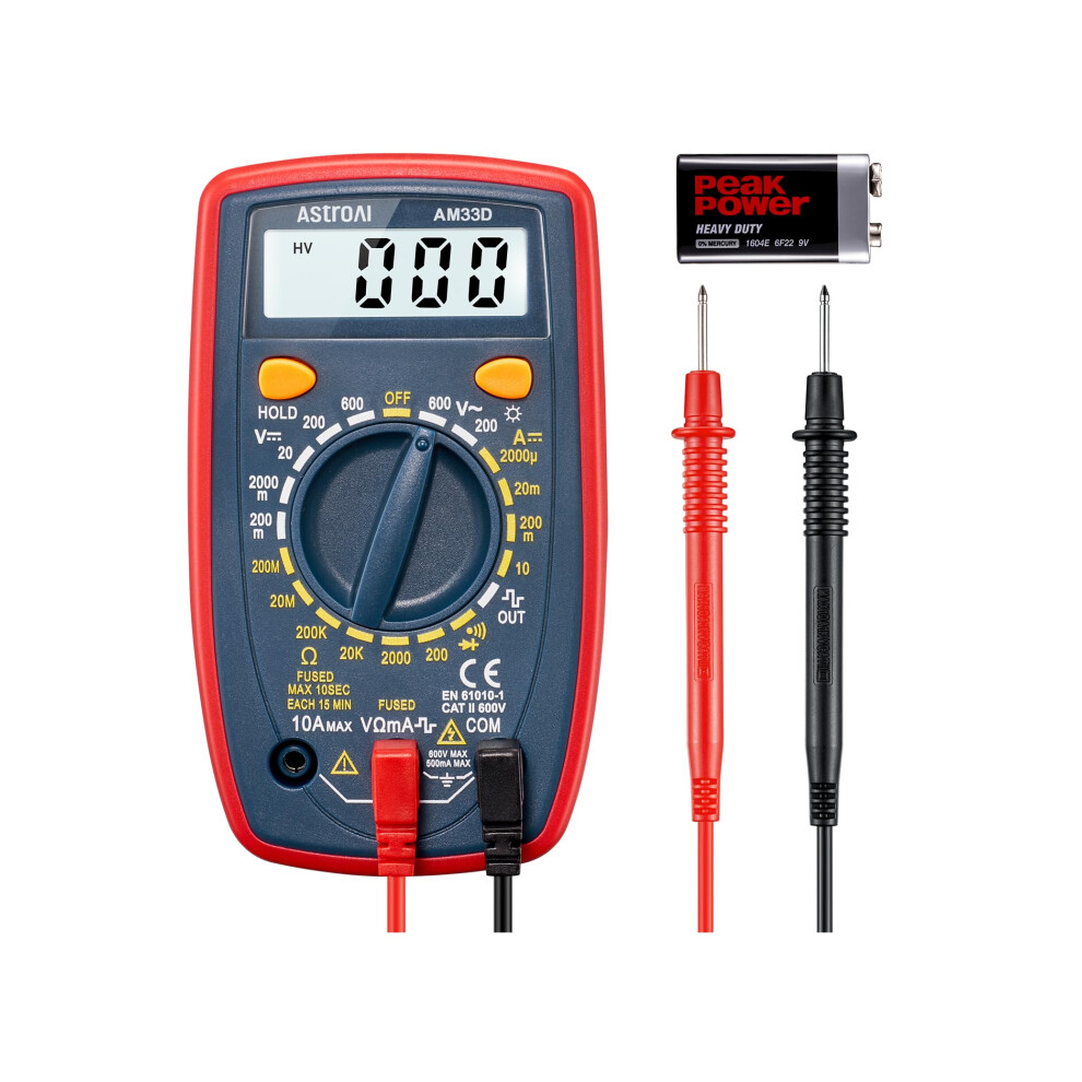Astroai Digital Multimeter With Backlit Lcd, Portable Volt Meter Measures Voltage, Current, Resistance; Tests Continuity, Diode, Multi Tester With No 5008344342249