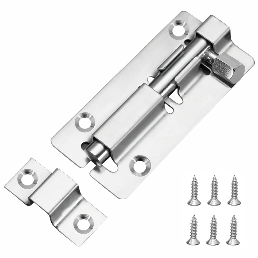 Jelken Door Lock Bolts 3"(75Mm), 304 Stainless Steel Door Latch Slide Bolts Lock With Screws For Bathroom Bedroom Shed Garden Toilet, 3 Inch 5006139356754