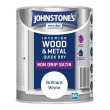 Johnstone's - Wood & Metal Paint - Satin Finish - Brilliant White - 750ml - Water Based - Non Drip & Quick Drying - Radiator Paint - Low Odour - Dry