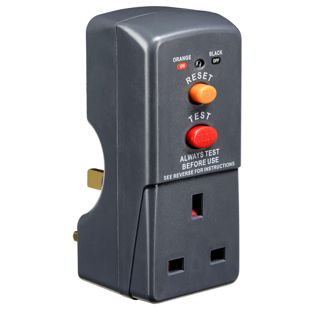 Masterplug Single Socket Rcd Safety Adaptor, Black 5005299870100